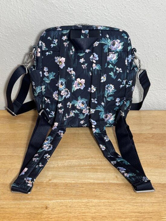 Vera Bradley Convertible Small Backpack in Performance Twill Navy Garden NWT main image 11